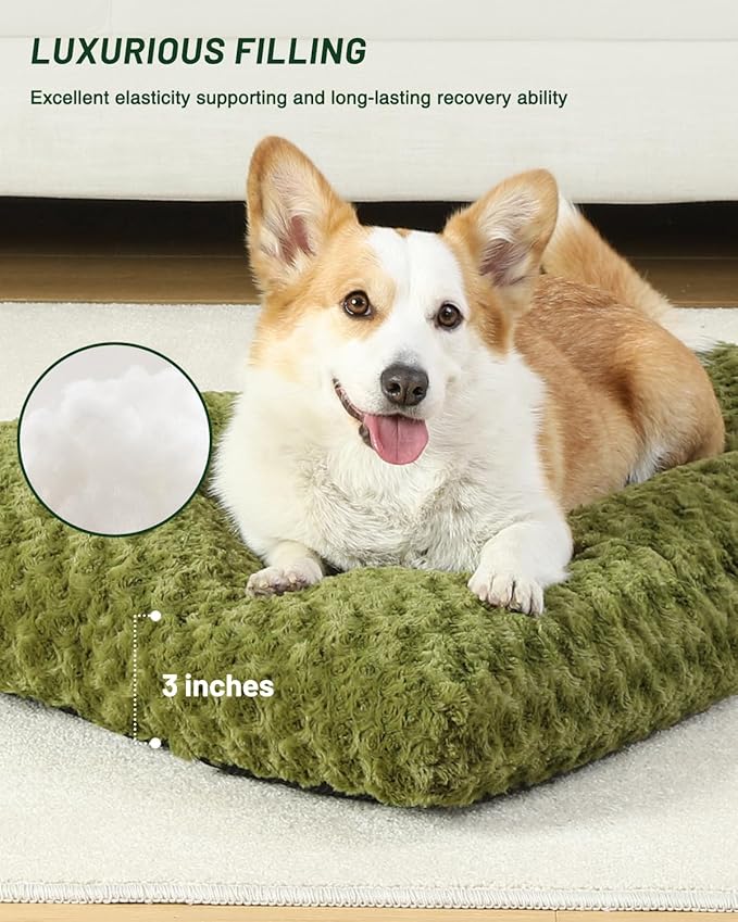 KSIIA Washable Dog Bed Comfy Dog Crate Pad Deluxe Plush Pet Bed Non-Slip Kennel - Image 3