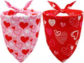 Valentine's Day Dog Bandanas Set 2PCS-Large, Heart Bandanas by CozyHaus