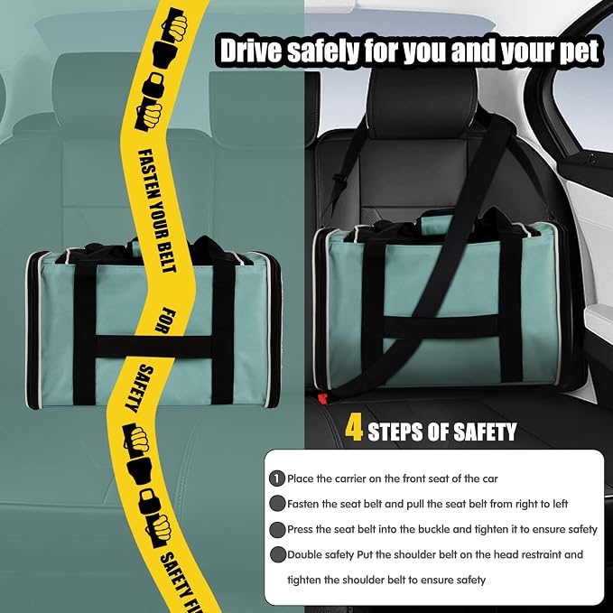 Cat Carrying Case Pet Dog Carrier Soft-Sided Cat Bag Airline Approved, Pet - Image 4