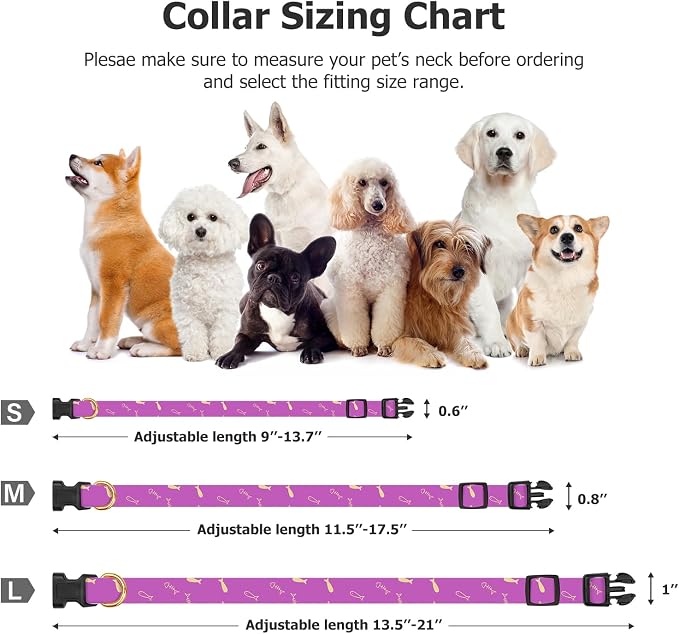 Cotton Handmade Dog Collar Cute and Distinctive Patterns Purple Fish - Image 3