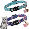 2 Pack Green Flower Cat Collars Breakaway by DOGWONG