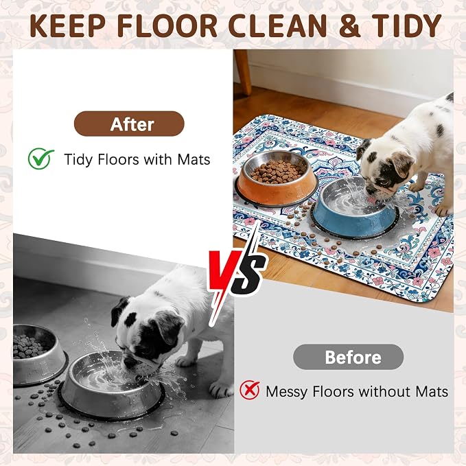 Dog Food Mat for Bowls, Absorbent Quick Dry Dog Cat Mats for Food and Water - Image 3