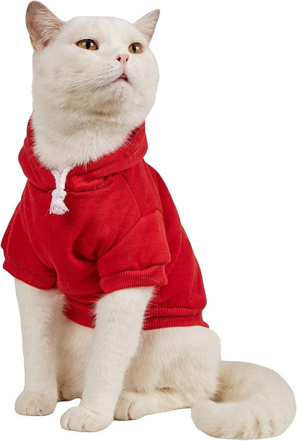 QWINEE Basic Dog Hoodie Sweatshirt Puppy Sweater Warm Cat Costumes Pet Clothes by QWINEE