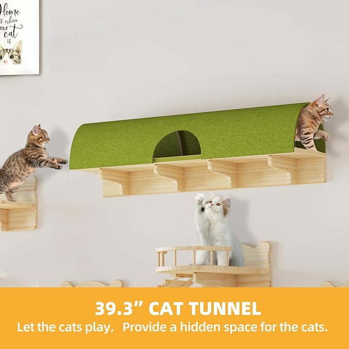 18-in-1 Cat Wall Shelves, Cat Wall Furniture Pine Wooden Wall Mounted Cat Shelf - Image 5