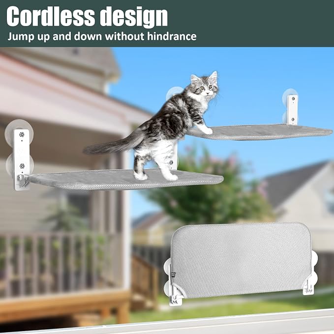 Sunhoo Cat Window Hammock Perch Cordless Perches Window Sill Seat Bed Foldable - Image 6
