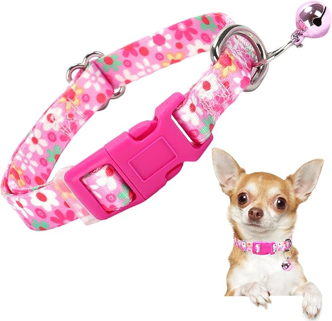 Small Dog Collar with Bell，Nylon by ONEFOJOJO