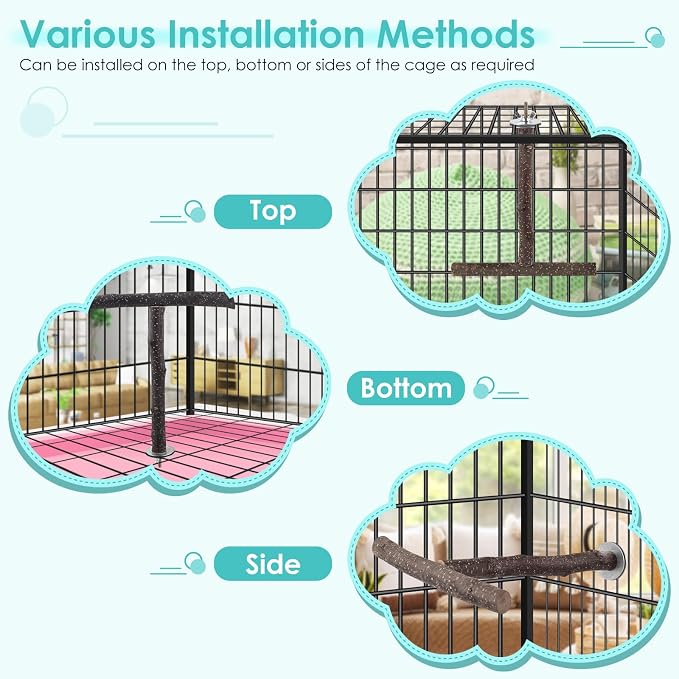 Bird Perches, Hanging Multi-Branch Parrot Perch Platform Swing Toy Cage - Image 5