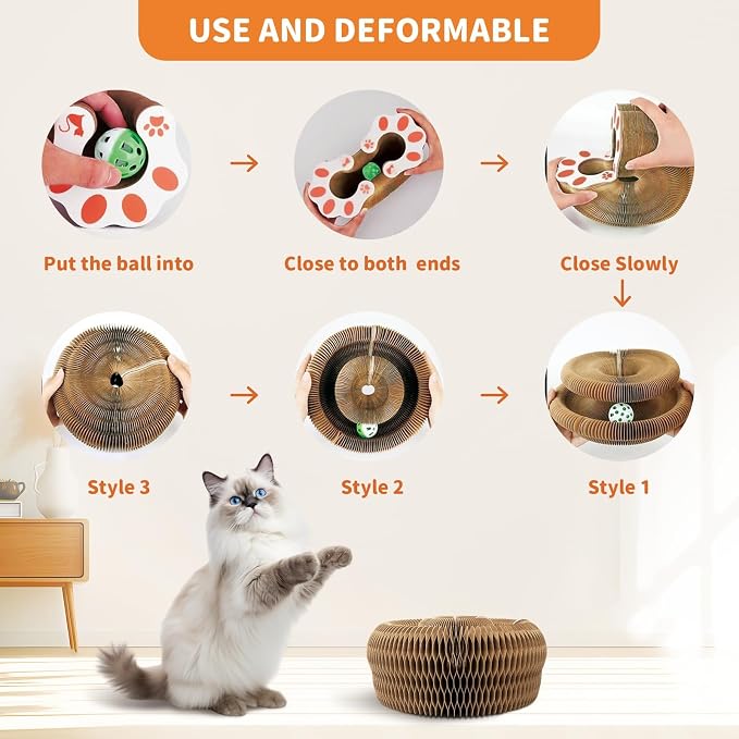 Collapsible Cats Cardboard Scratcher, Interactive Cat Toys - Image 3