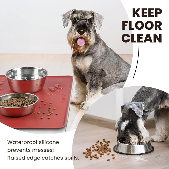 VIVAGLORY Dog Food Mat Flexmat Dog Bowl Mat, Placemat Food Tray - Image 2