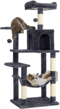Feandrea Cat Tree, 55.1-Inch Cat Tower, Plush Multi-Level Condo by FeandreabySONGMICSHOME