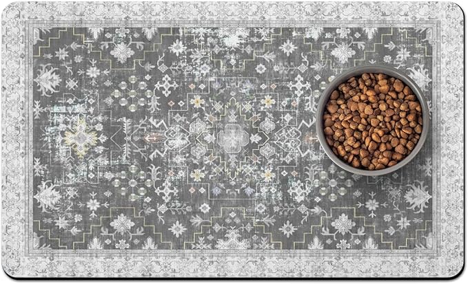 Pet Food Mats for Floor, Absorbent Dog Mat for Food and Water Dispenser Mat by Unknown
