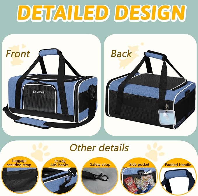 Petskd Pet Carrier 17x11x9.5 Alaska Airline Approved, Pet Travel Carrier Bag - Image 8