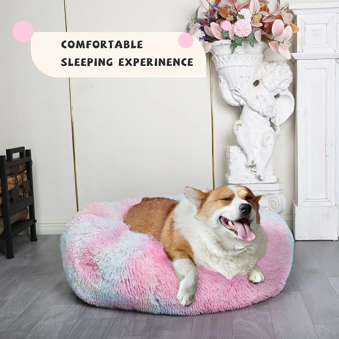 Calming Dog Bed for Medium Dogs Washable Donut 30 inches Anti-Slip Pet Bed - Image 6