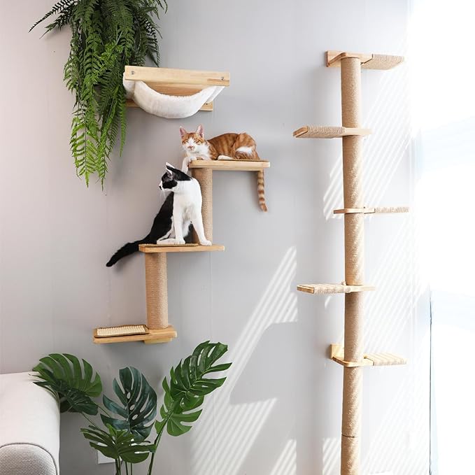 FUKUMARU Cat Wall Shelves, 3 in 1 Transformable Cats Scratching Post Wall - Image 4