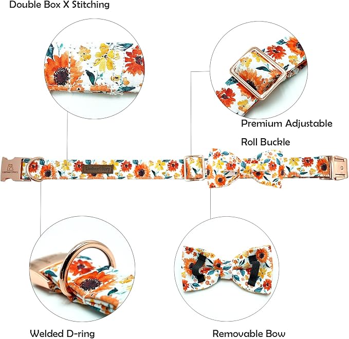 Lionheart glory Dog Collar Bow Collar Floral Dog Collar - Image 2