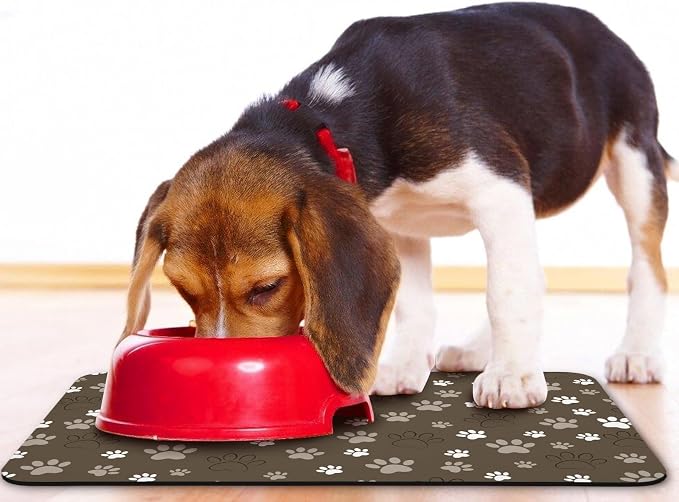 Dog Food Mat, Absorbent Water Bowl Mats Cat Pet Feeding Placemats Brown 12 * 20 - Image 6