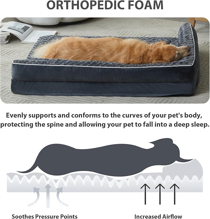 BFPETHOME Extra Large Orthopedic Dog Bed, L-Shaped Pet Bed - Image 7