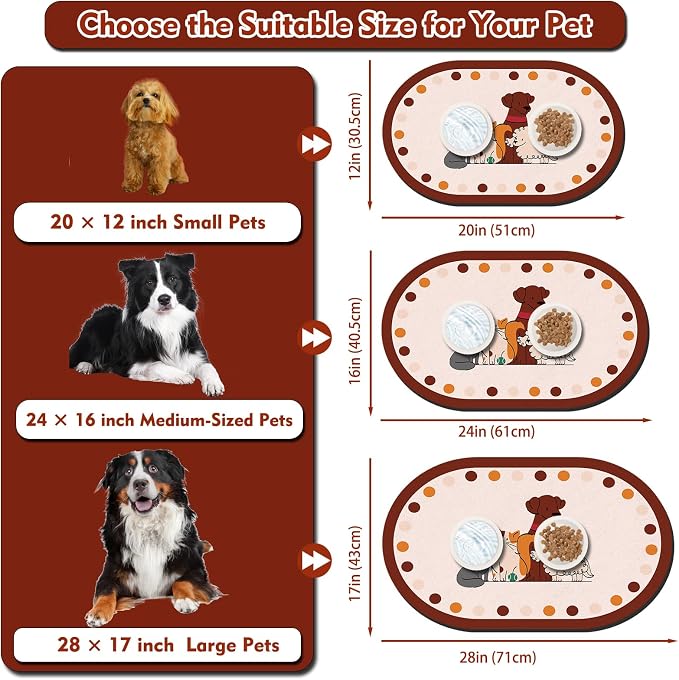 Dog Food Mat 20''x12'', Small Pet Feeding Mat, Non-Slip Rubber Pet Food Mat - Image 3