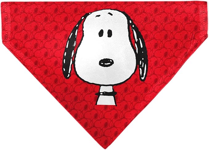 Peanuts Pet Bandana Peanuts Snoopy Face and Profile Pose Reds Slip On Collar by Buckle-Down