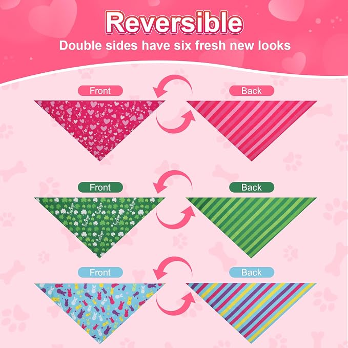 Valentines Dog Bandana St Patricks Day and Easter Dog Bandana Small 3PCS - Image 7