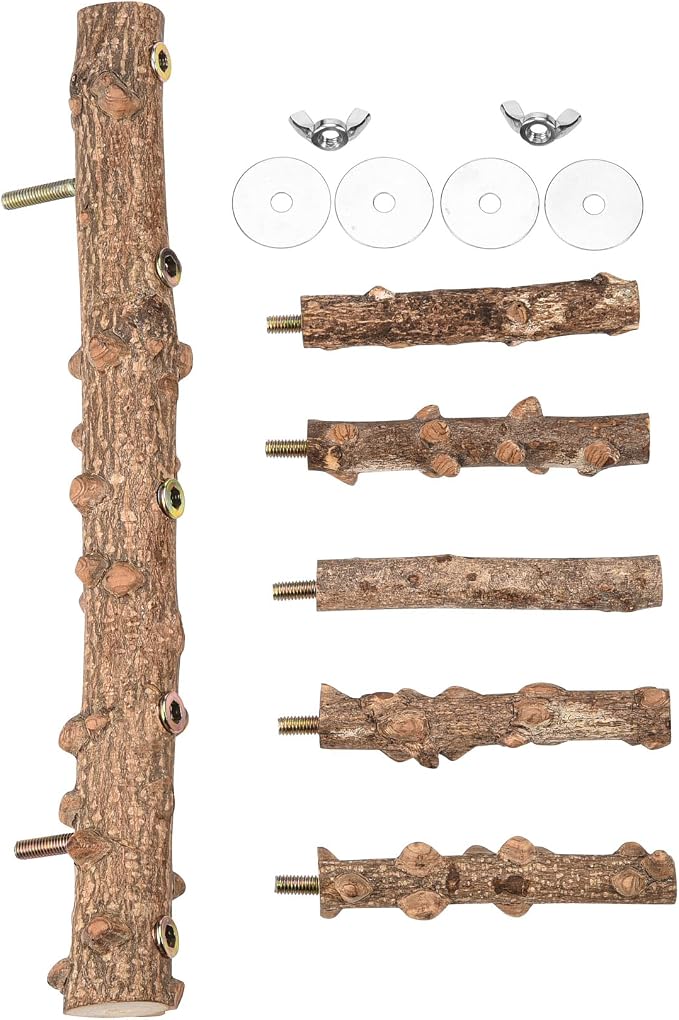 Mogoko Bird Ladder Perch for Cage, Natural Wood Bird Parrot Perch Stand Parrot - Image 3