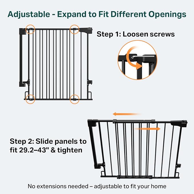 Cumbor 29.2–43" Baby Gate for Stairs, Wall-Mounted, Expandable No Bottom Bar - Image 3
