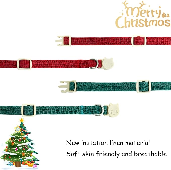 Christmas Cat Collar-2 Pack Cat Collar Red and Green Linnet - Image 4
