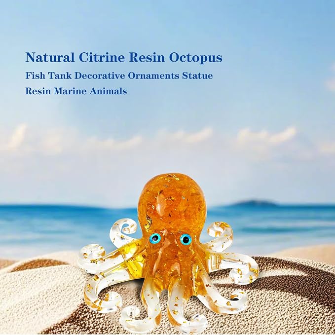 Natural Crystal Gravel Octopus Resin Marine Animals Fish Tank Decorative - Image 7