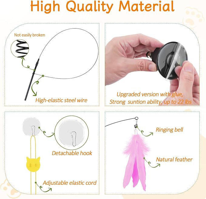 Cat Wand Toy, Interactive Kitten Feather Toys Self Play, Cat Teaser - Image 6