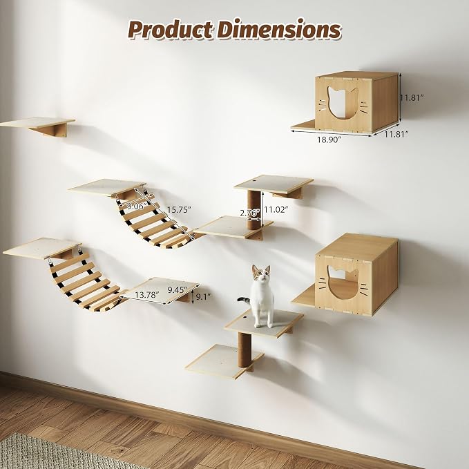 12-Pc Cat Wall Shelves, Cat Wall Furniture Set - Image 7