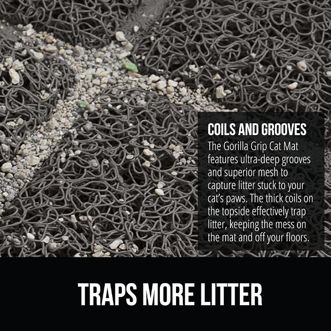 GORILLA GRIP Cat Litter Box Mat, Water Resistant, US Designed Kitty Litter - Image 3