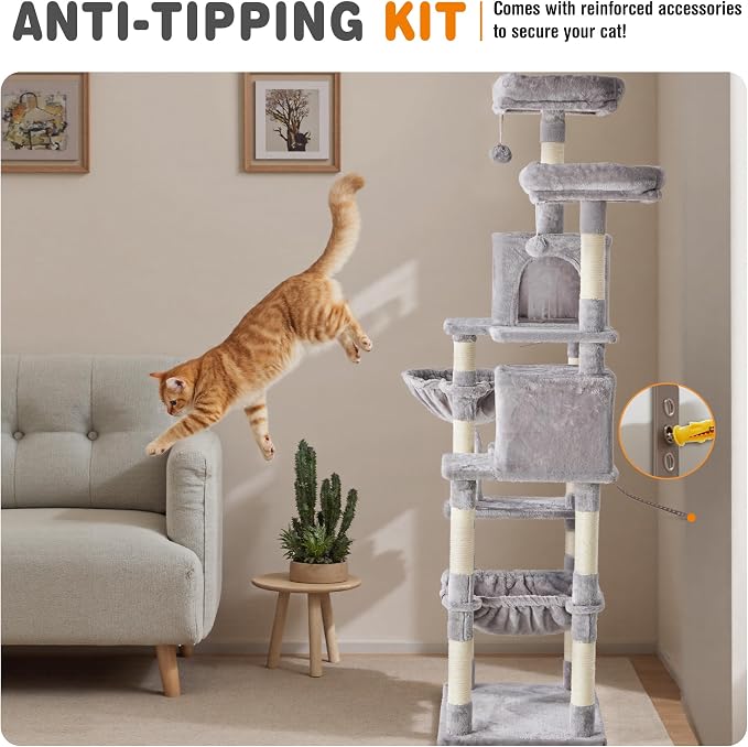 DUMOS Tall 71 inch Cat Tree Tower, Large Multi Level Cat Climbing Tower - Image 6
