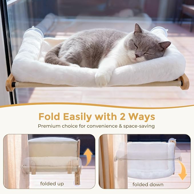 Pecute Foldable Cat Window Perch, Cloud-Soft Cat Bed - Image 2