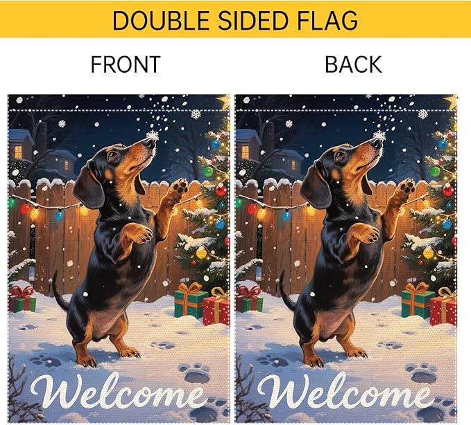 Dachshund Welcome Garden Flag 12x18 Inch Double Sided Christmas Burlap Yard - Image 6