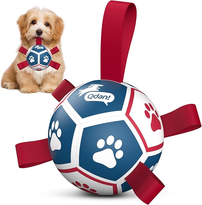 QDAN Small Dog Toys, Outdoor Indoor Toys to Keep Them Busy, Soccer Ball by QDAN