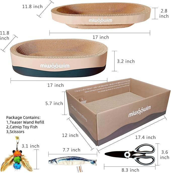 3PSC Cat Scratcher Cardboard, Oval Cat Scratch Pad Bowl Nest - Image 3