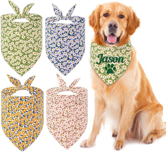Personalized Dog Bandana with Embroidered Name, Custom Neckwear Dog Scarf by Ulicoprofessionalpersonalized
