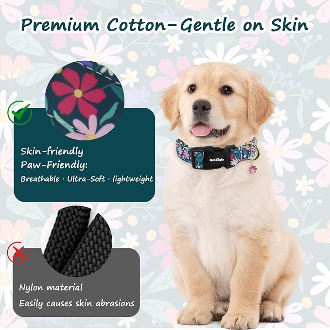 Dog Collar for Extra Small Dogs, Spring Dark Green Dog Collars - Image 3