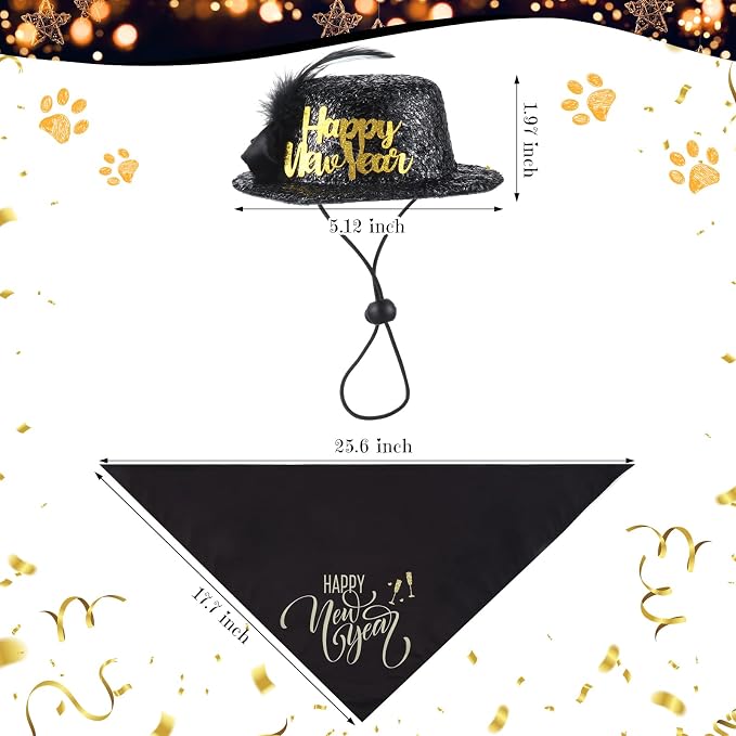 Suhine 3 Pcs Pet Happy New Year Costume Dog New Years Outfit Accessories - Image 3