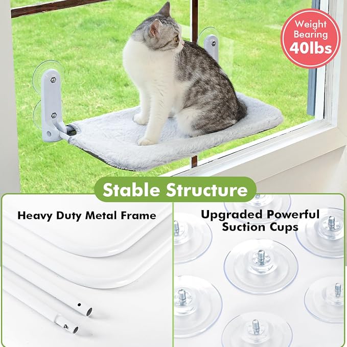 2PC Cat Window Perch Cordless Foldable Cat Hammock Bed - Image 3