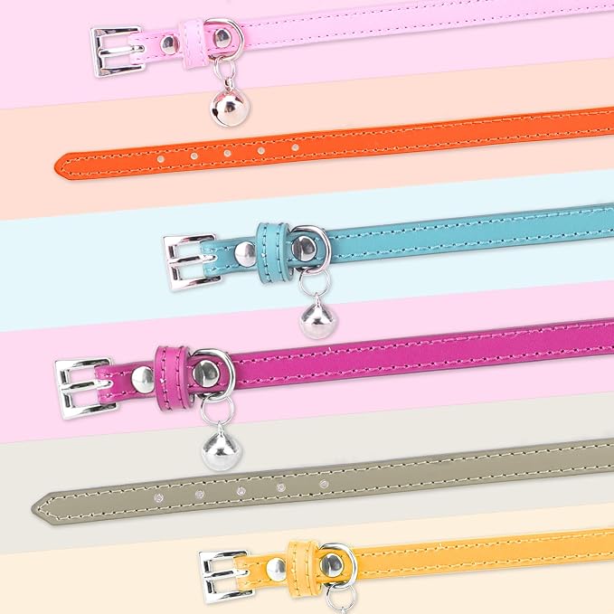 PUPTECK 2 PCS Soft Genuine Leather Cat Kitten Collar - Image 8