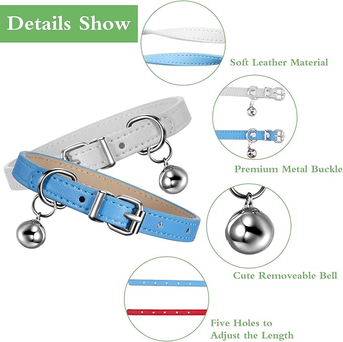 Weewooday 6 Pieces Leather Cat Collar - Image 3