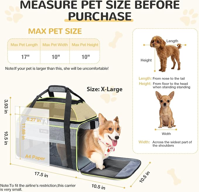 Lekereise Top-Expandable Pet Carrier 18x11x11Inch Delta American United Airline - Image 3