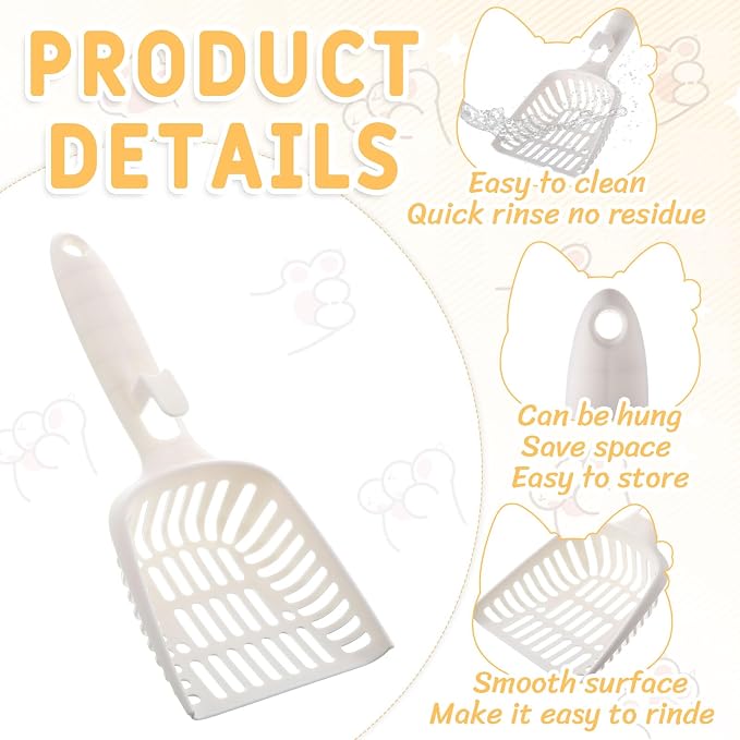 24 Pieces Litter Scoop Bulk for Cats Plastic Pet Kitty Litter Scooper Durable - Image 4