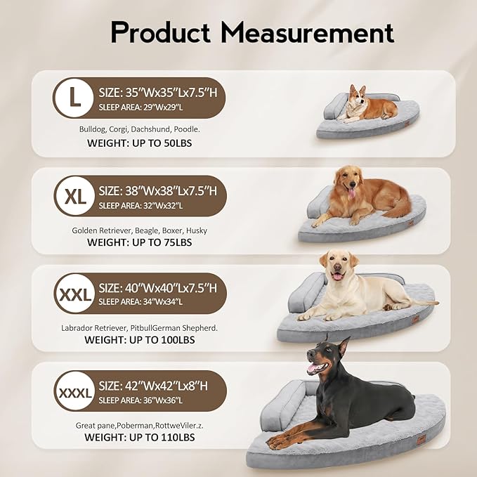 Large Orthopedic Dog Bed with Sides XXXL Dog Beds with Removable Washable Cover - Image 6