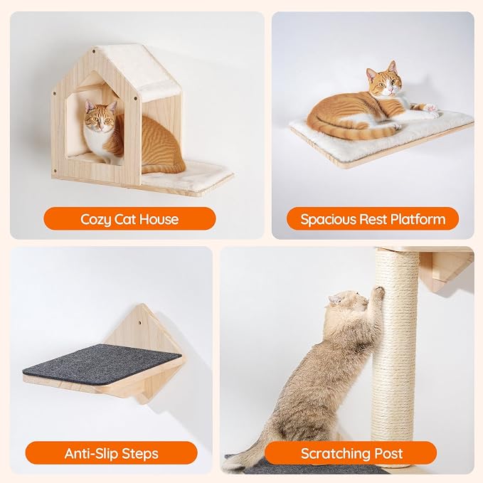 HOOBRO Wood Cat Wall Shelves, Climbing Shelves - Image 7
