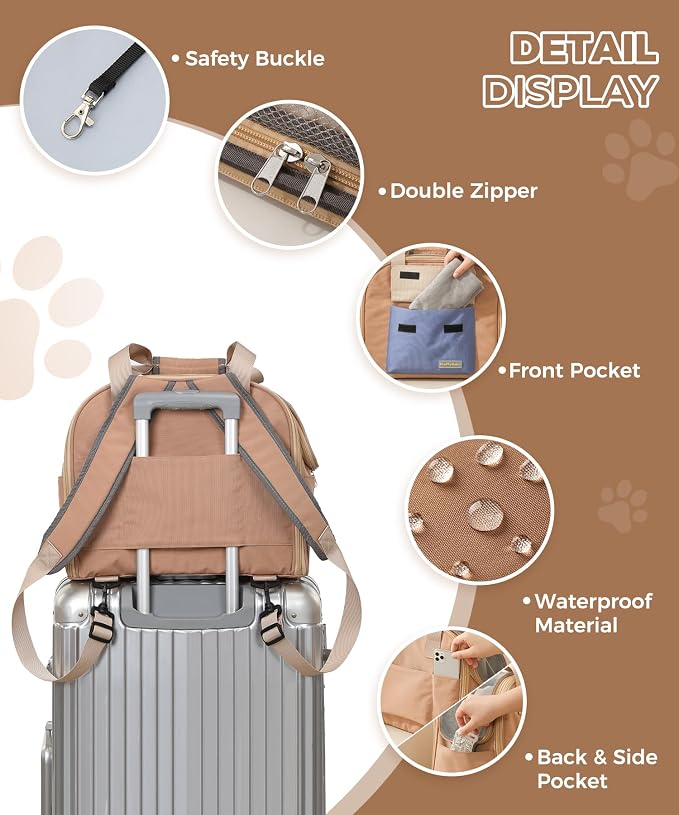 Expandable Cat & Small Dog Carrier Backpack, Soft-Sided Airline-Approved Pet - Image 5