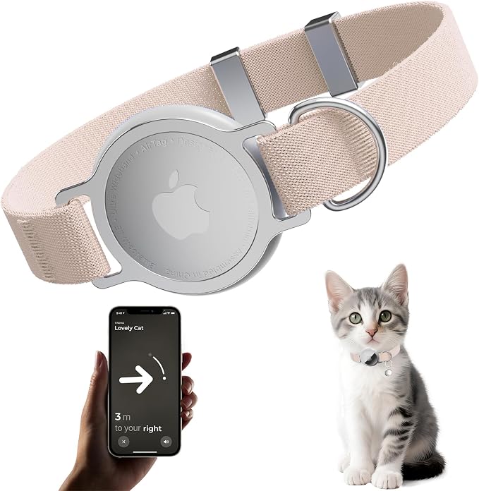 Cat Collar, Ultra Elastic Cat Tracker Collar, Holder Compatible by Sucegi