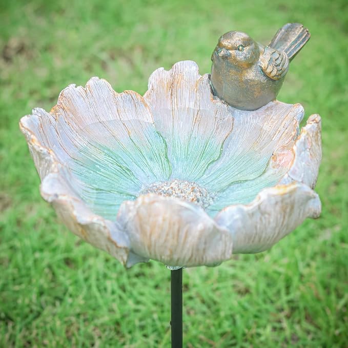 MUMTOP Outdoor Antique Bird Bath Small Flower Bird Baths Bowl Resin Birdbaths by MUMTOP