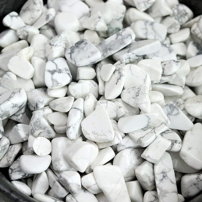 1lb Howlite Aquarium Gravel Rocks Natural Tumbled Healing Crystal Chips Bulk by YATOJUZI